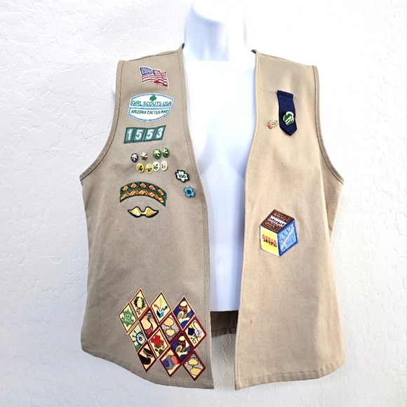 Girl Scouts USA Vest Official Cadette Senior Ambassador Khaki Vest Arizona - Picture 1 of 8